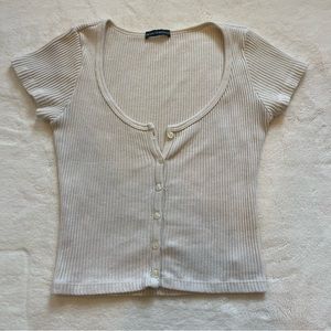 BRANDYMELVILLE Ribbed Button up Crop Top - OS